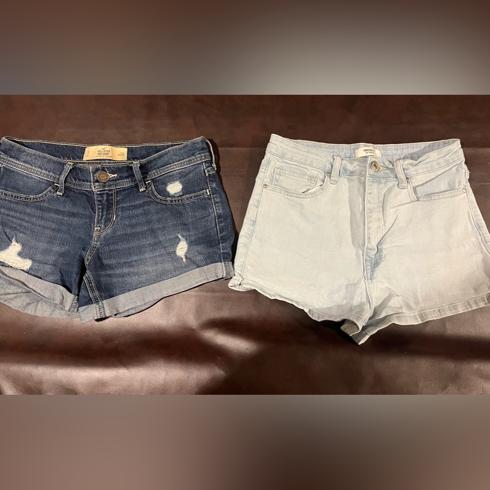 Lot of 2 Hollister Forever 21 Jean Shorts Denim Size 3 26W
